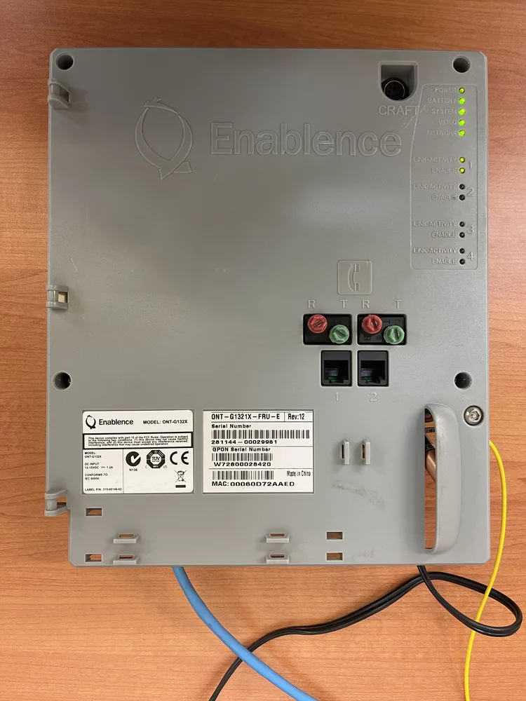 Enablence Trident Aurora ONT showing front LED indicators